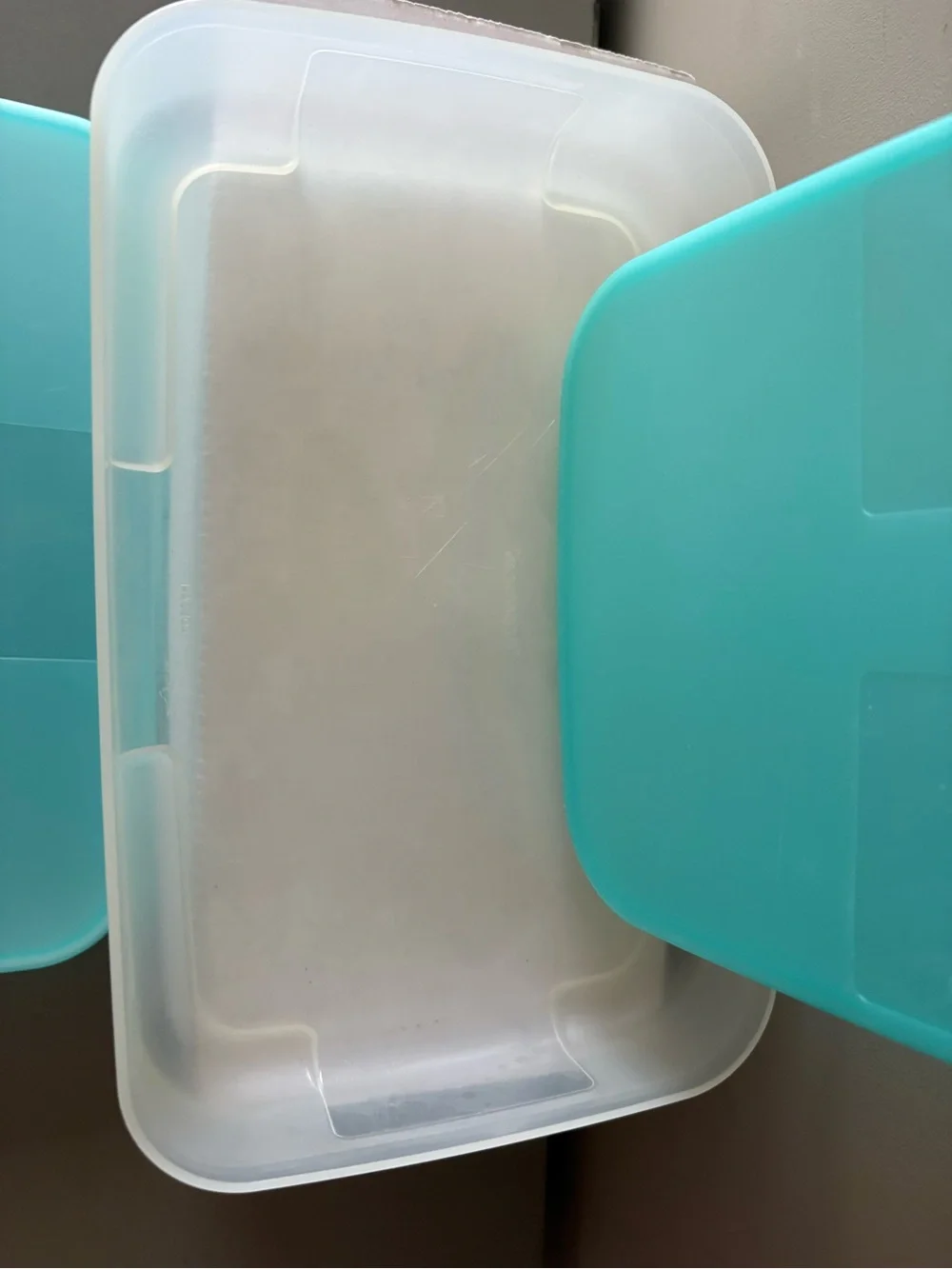 Tupperware Freezer Mates Set of 2 Rectangular Storage Containers Teal Aqua